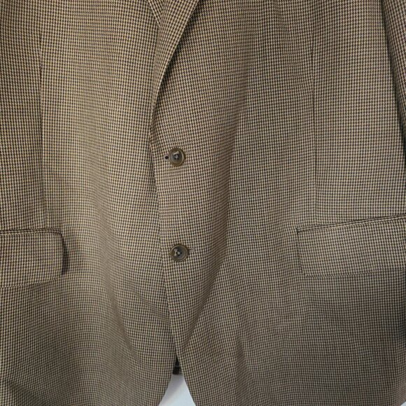 JoS A Bank Signature Pure Wool Houndstooth 2 Button Blazer Brown Tan Sz 48P S - Picture 4 of 13